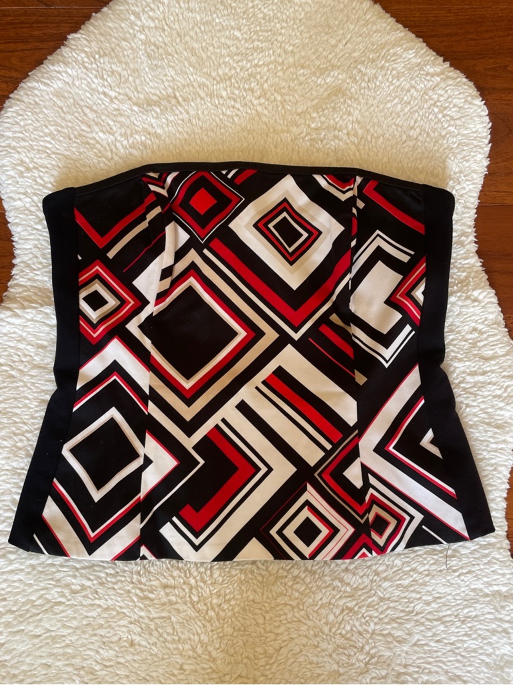 White House Black Market Tube Top in Black, White & Red